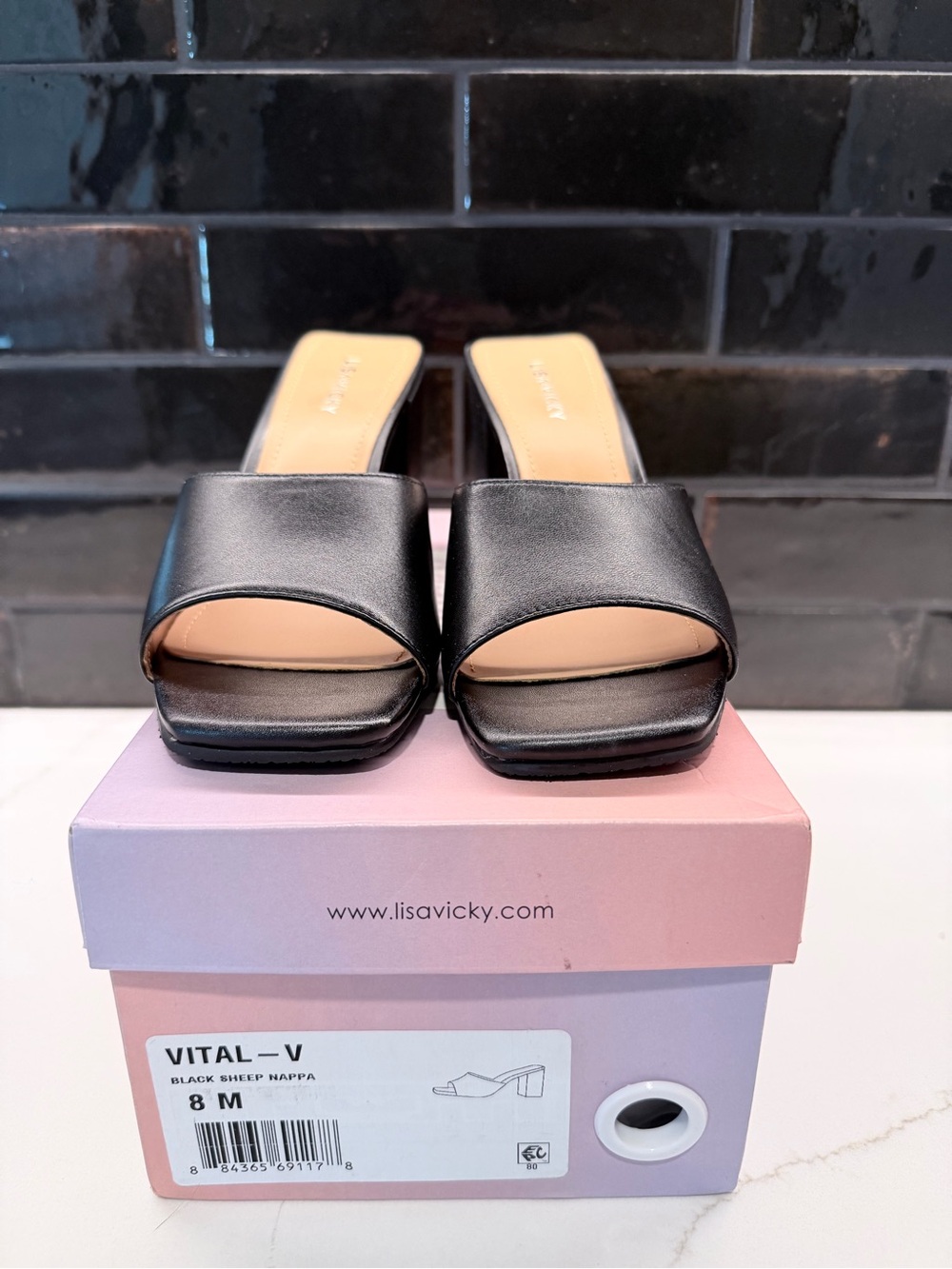 VITAL - V Black Slide Sandals by Lisa Vicky